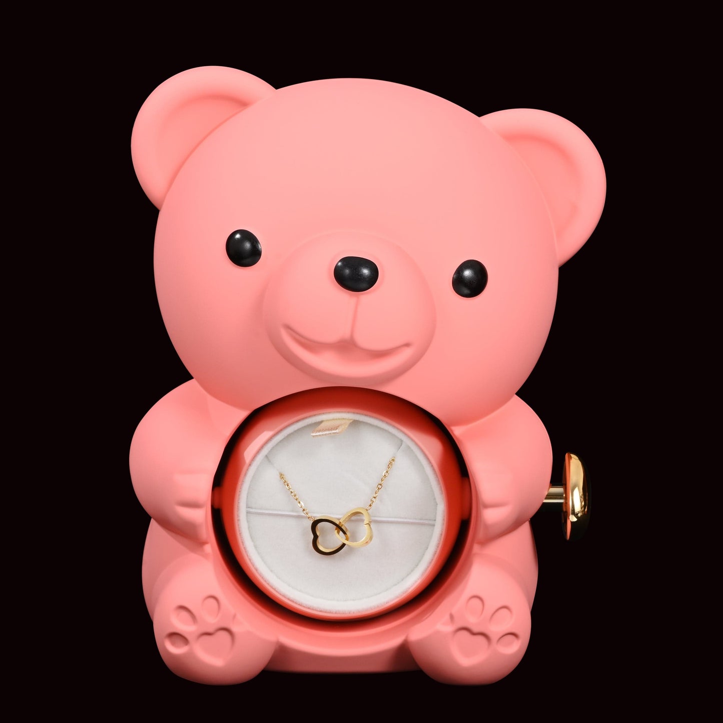 Ourson Avec Rose Éternelle - Collier Gravé