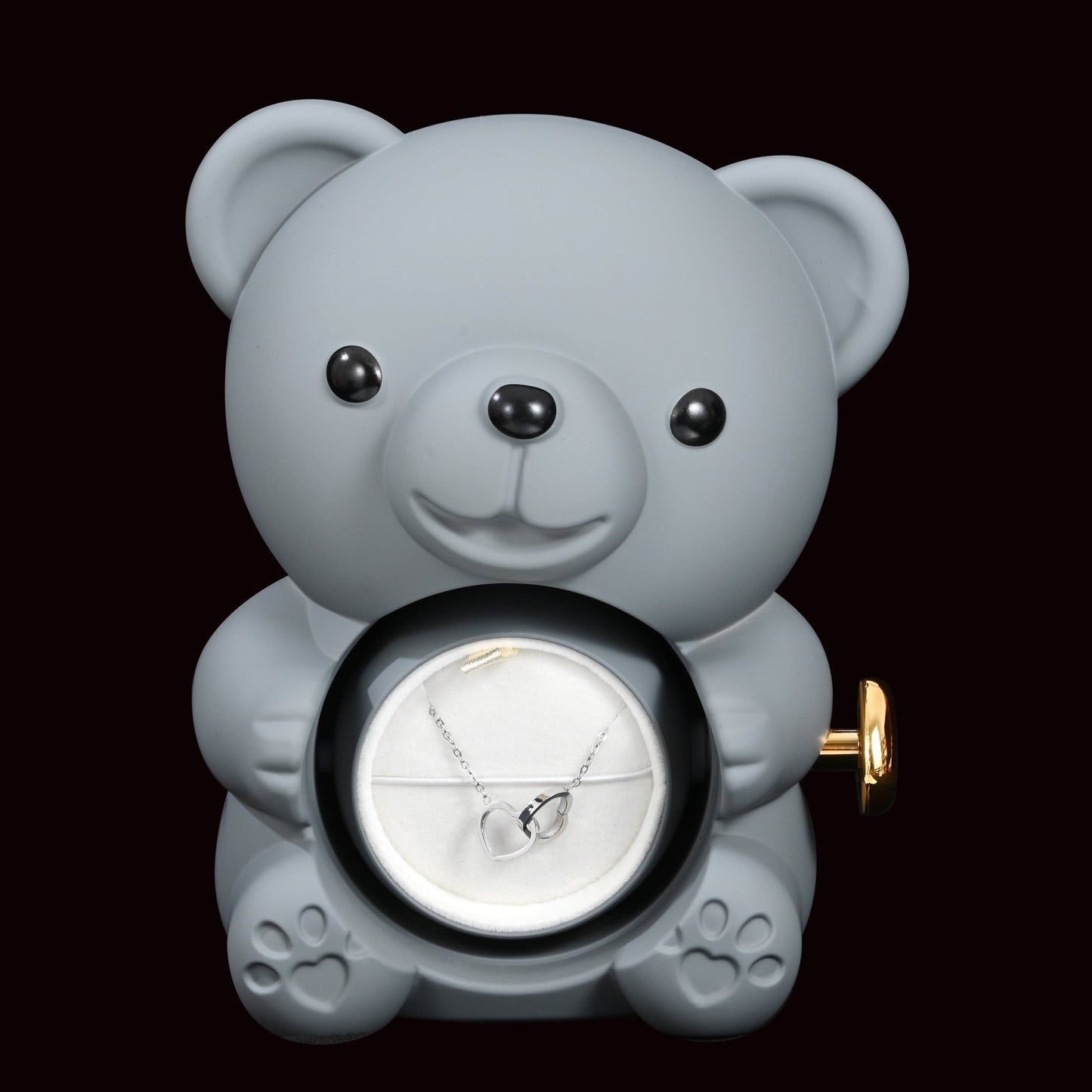 Ourson Avec Rose Éternelle - Collier Gravé