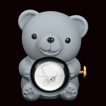 Ourson Avec Rose Éternelle - Collier Gravé