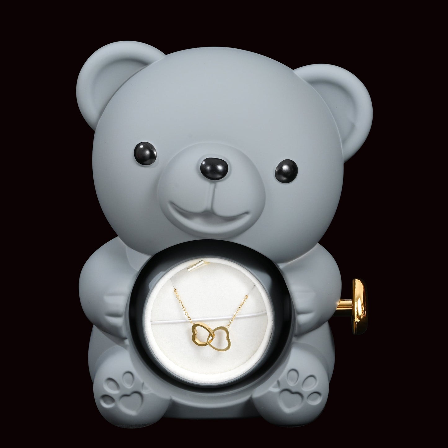 Ourson Avec Rose Éternelle - Collier Gravé