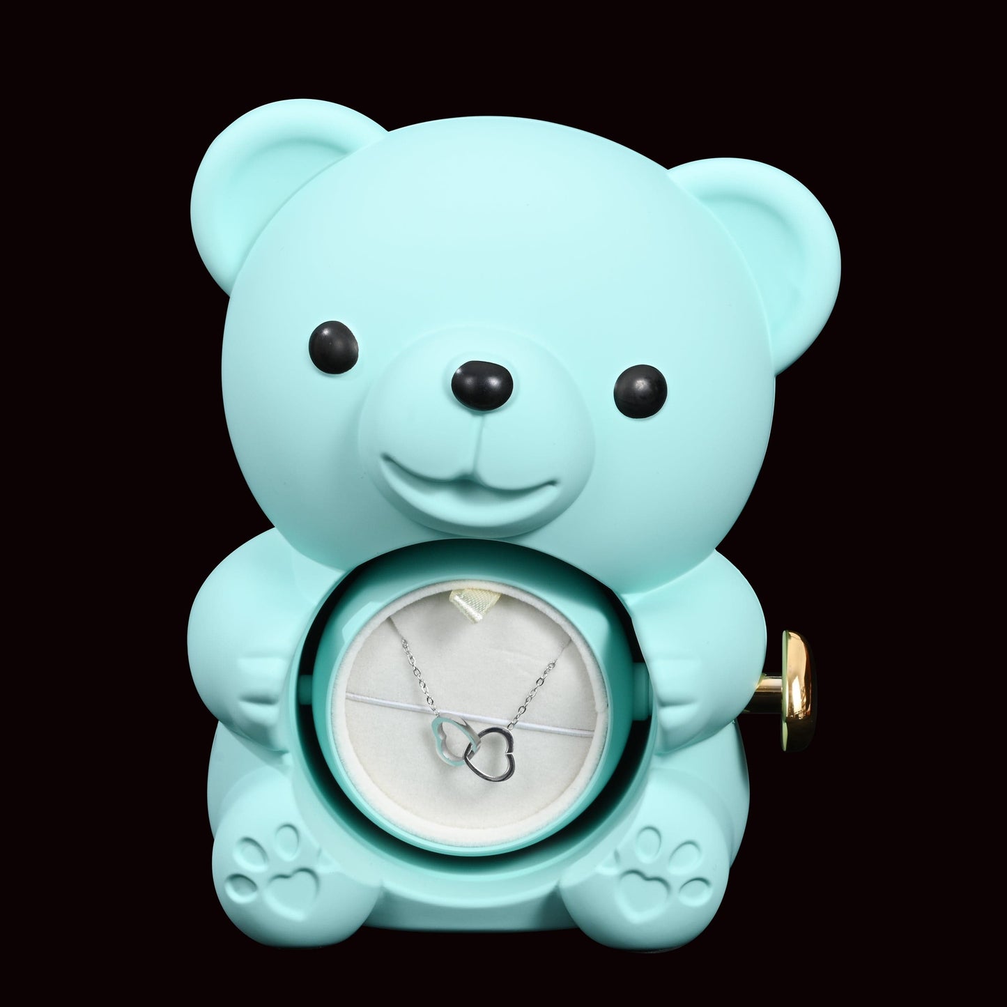 Ourson Avec Rose Éternelle - Collier Gravé