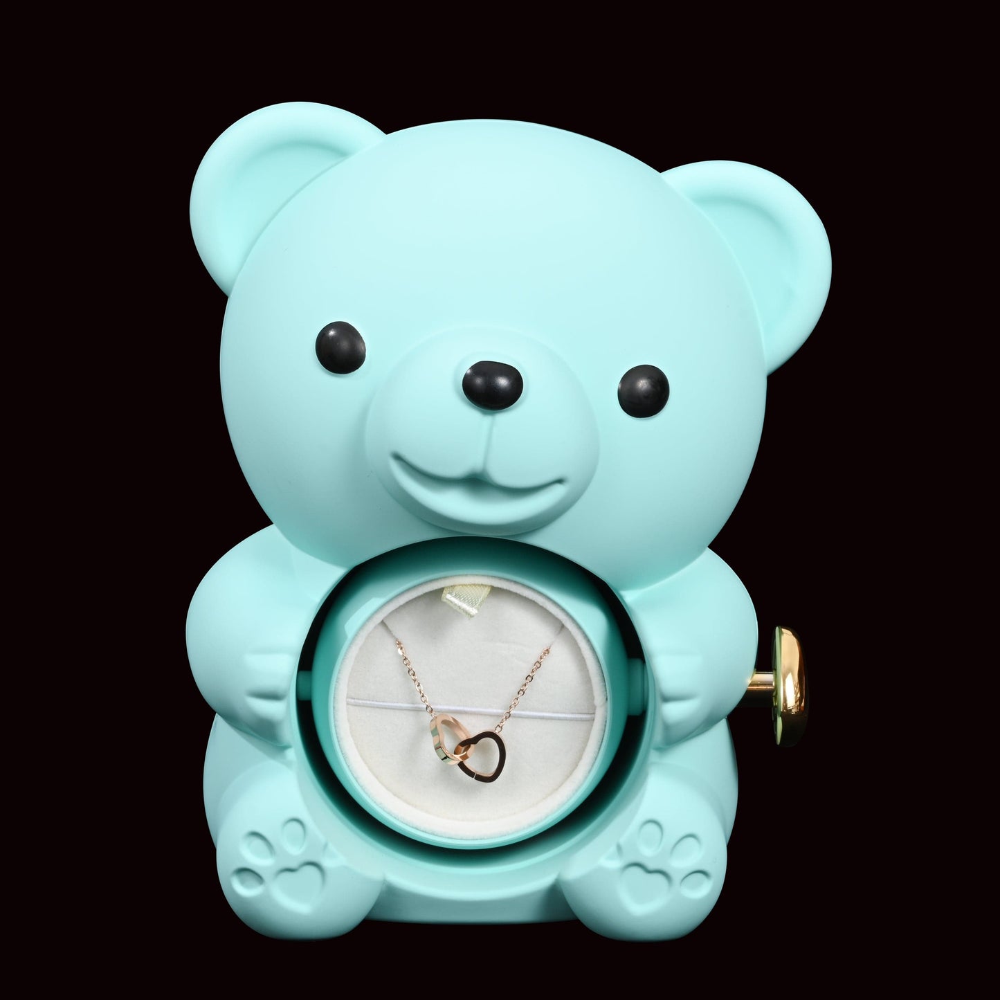 Ourson Avec Rose Éternelle - Collier Gravé