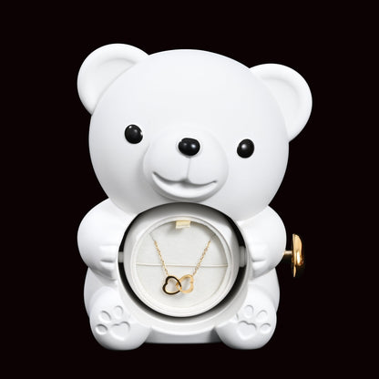 Ourson Avec Rose Éternelle - Collier Gravé