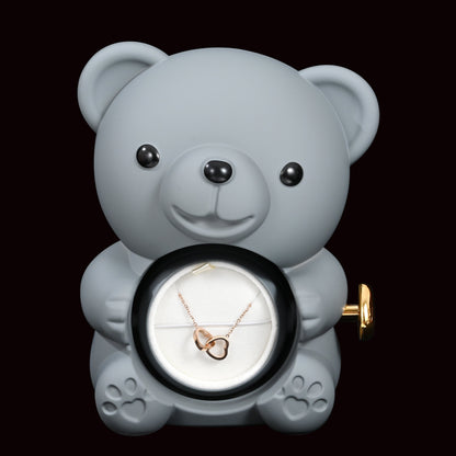 Ourson Avec Rose Éternelle - Collier Gravé